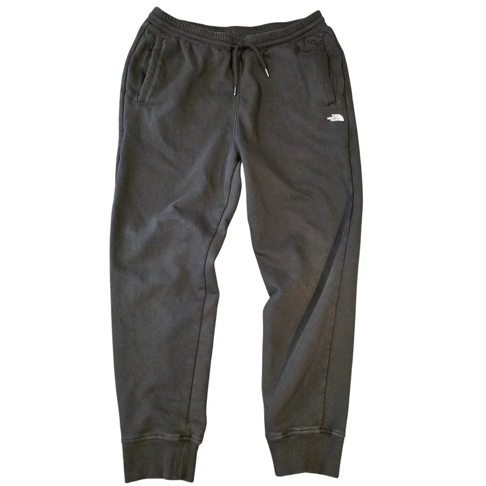 The North Face Mens Black Circular Design Fleece Jogger Sweatpants Medium